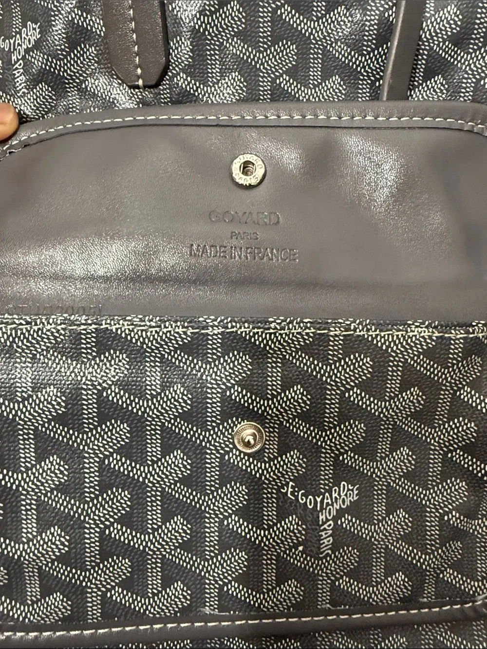 Re Posh Goyard Gray Tote Bag with Removable Pouch large